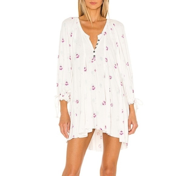 Free People We the Free Winter Sun Floral Ivory Tunic Dress - Picture 1 of 14